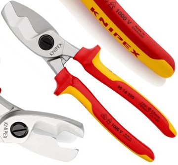 Knipex Nożyce Cięcia Kabli Przewodów Cu i Alu Nożyczki Izolowane VDE 200 mm