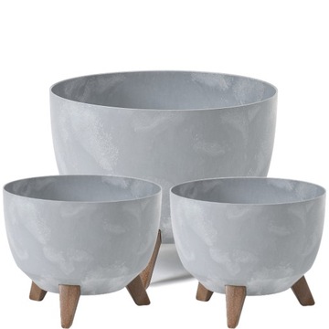 Zestaw 3x Misa Donica ROMA (2x24cm + 1x29cm) EFEKT BETONU kol. SZARY