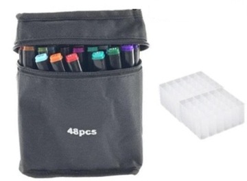 Спиртовые маркеры двухсторонние в футляре, 48 баз.