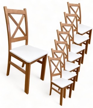 8x Krzesło drewniane Krzyżak Dąb Craft + Biały