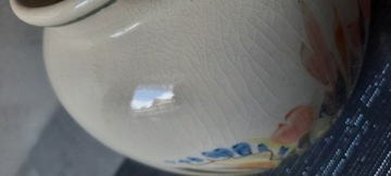 Porcelanowy fajansowy wazon stary ręcznie wykonany