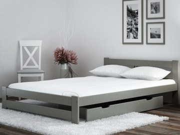 ŁÓŻKO WYSOKI ZAGŁÓWEK ESM2 140x200 SZARE + STELAŻ