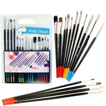 ZESTAW PĘDZLI ARTYSTYCZNYCH MIESZANE MIX 15 SZT