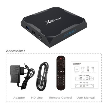 ТВ-приставка X96 Max Plus Smart TV с вилкой европейского стандарта, 4 ГБ/32 ГБ, 1000 м