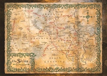 Plakat na płótnie Plakaty mapa Śródziemia LOTR The