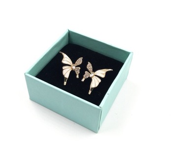 Kolczyki mini Motyle Motylki z cyrkoniami wkrętki hipoalergiczne złoty kolo