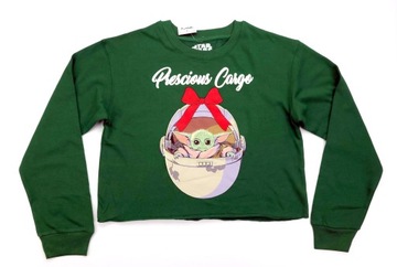 Bluza damska młodzieżowa bez kaptura STAR WARS Baby Yoda GROGU r. M Zielona