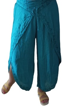 Spódnico-spodnie indyjskie 40 42 na gumie szerokie nogawki hafty