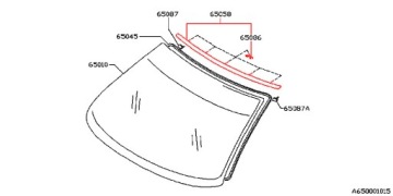 Уплотнитель верхней полосы лобового стекла Subaru Impreza 93-00