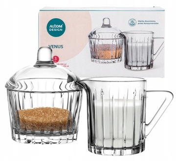 Komplet Venus cukiernica 310ml mlecznik dzbanek na mleko 200ml