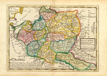 Stara MAPA Polski 1736r. 70x50 Płótno