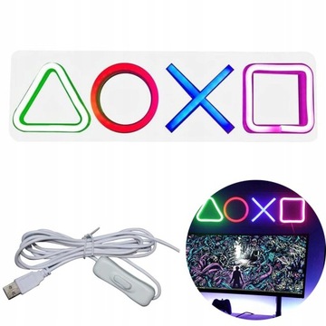 СВЕТОДИОДНАЯ НЕОНОВАЯ ЛАМПА СИМВОЛЫ ЛОГОТИП PLAYSTATION ПОДАРОК