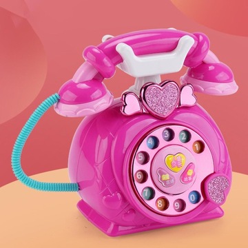 Мультяшный телефон, игрушечная машина для рассказа историй, имитирующая стационарный телефон, розовый и красный