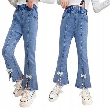 SPODNIE dziewczęce miękki jeans elastyczne z Gumką