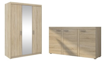Zestaw RIMO SZAFA 130 z LUSTRO + KOMODA DĄB SONOMA