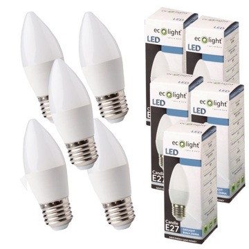5x ŻARÓWKA LED E27 3W 6500K ŚWIECZKA ZIMNA 3W=25W