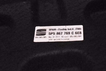 POLIČKA KUFRU 5P5867769C SEAT TOLEDO 3 III 04-10