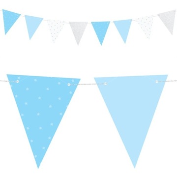 BANER flagi błękitne MIX urodziny BABY SHOWER 130c