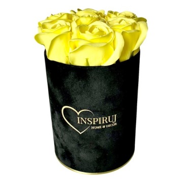 КОРОБКА ДЛЯ ЦВЕТОВ С МЫЛОМ ЦВЕТЫ ПОДАРОК ЦВЕТЫ МЫЛО РОЗЫ ВЕЛЮРОВАЯ КОРОБКА