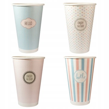 KUBKI PAPIEROWE DO KAWY 400 ML - 50 SZT. PASTELOWE