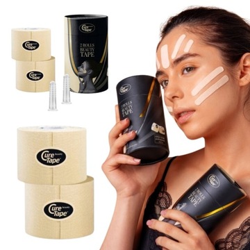 Tejpy kinesiology tape plastry do twarzy taśma CureTape Beauty 5m + BAŃKI