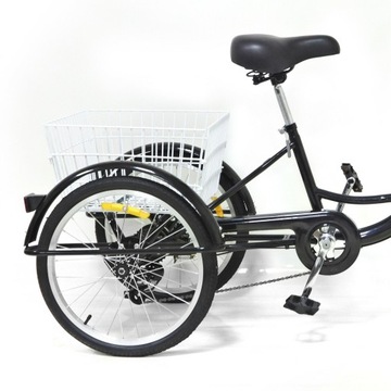 20-дюймовый 8-скоростной трехколесный велосипед черного цвета с корзиной