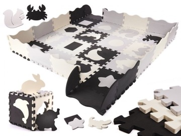 Puzzle piankowe mata/kojec dla dzieci 36el. czarne-szare-ecru