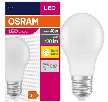 Osram żarówka LED Value 4.9W E27 2700K 470lm