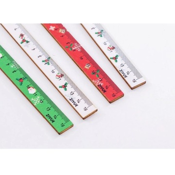 Прямая корейская линейка в рождественском стиле 15 см - присутствует