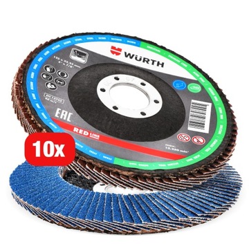 10 лепестковых дисков для шлифования стали 125x1 мм P120 WURTH Strong