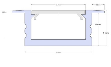 Встраиваемый светодиодный профиль SLIM WHITE С ЛАМПОЙ ДЛЯ МОНО RGB СВЕТОДИОДНОЙ ЛЕНТЫ 1 МЕТР
