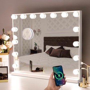 Lustro Hollywood stojące prostokąt rama metal 580 x 460 mm
