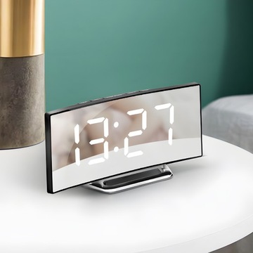 Большой электронный будильник со светодиодной подсветкой и цифровым зеркалом, современный постоянный термометр