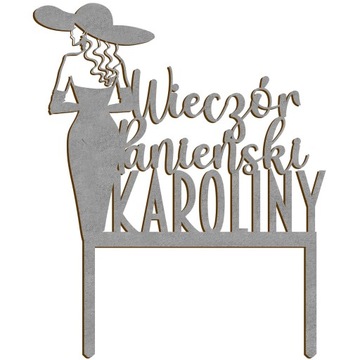 TOPPER WIECZÓR PANIEŃSKI Glamour Imię 20cm Srebrny