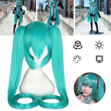 Hatsune Miku длинный прямой парик из синтетического волокна с сеткой для косплея