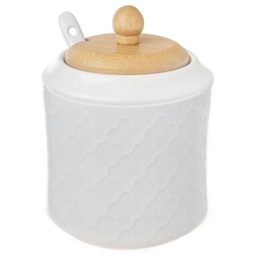 Cukierniczka Cukiernica Porcelanowa z Łyżeczką i Pokrywką