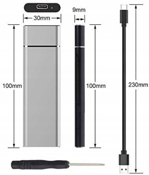 Корпус для SSD M2 USB тип C 3.0 Алюминиевый держатель для дисков USB C