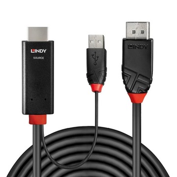 Lindy 41499 Кабель-переходник 2 м HDMI + USB Type-A DisplayPort Черный