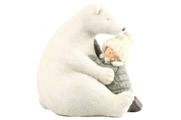 Figurka Dekoracja Miś Polarny Z Dziewczynką 30 cm