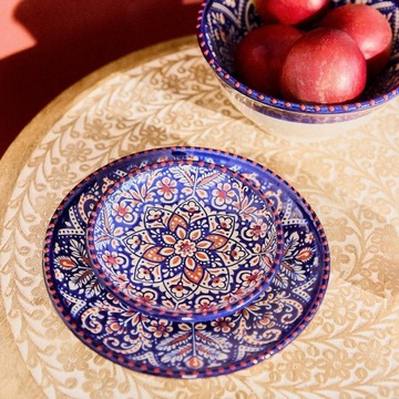 САНДОС Тарелка, темно-синий и бордовый, 13 см, ХОМЛА