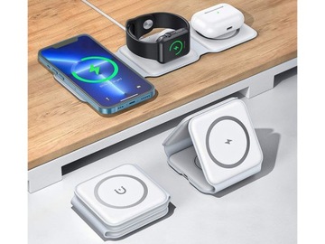 MAŁA SZYBKA KIESZONKOWA ŁADOWARKA INDUKCYJNA TELEFON ZEGAREK SŁUCHAWKI 3W1