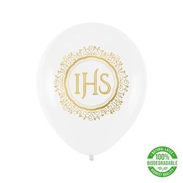 id_2981 1sztuka Balon komunijny IHS biało-złoty PP