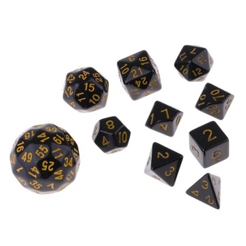 10 Pieces Acrylic Polyhedral Dices for DND RPG Game Yellow