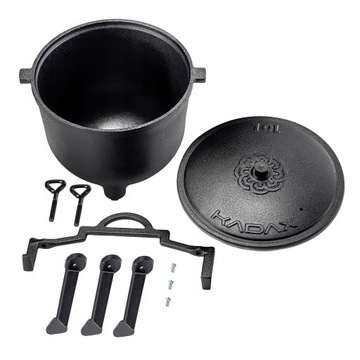 ЧУГУННЫЙ ОХОТНИЧИЙ КОЛДЕЛ 10 Л КОСТРОВАЯ ГОРШКА-ГРИЛЬ ДЛЯ ЗАПЕЧКИ