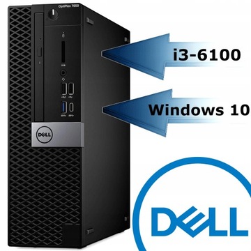 PC komputer Dell 7050 i3-6100 8GB DDR4 128SSD HD 530 Win10 HDMI DP czarny