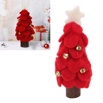 Елочка из шерстяного фетра. Деревянные небольшие украшения.