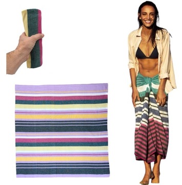 PAREO FOUTA RĘCZNIK PLAŻOWY KĄPIELOWY BASEN SAUNA SPA 100x100cm BAWEŁNA