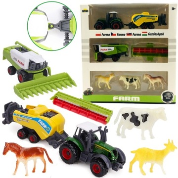 ZESTAW FARMA TRAKTOR KOMBAJN 2 MASZYNY ZWIERZĘTA