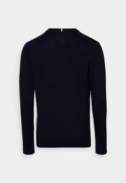 sweter meski tommy hilfiger granat w serek elegancki małe logo bawełniany