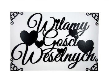 Witamy Witająca Gości Weselnych Duża Biało Czarna